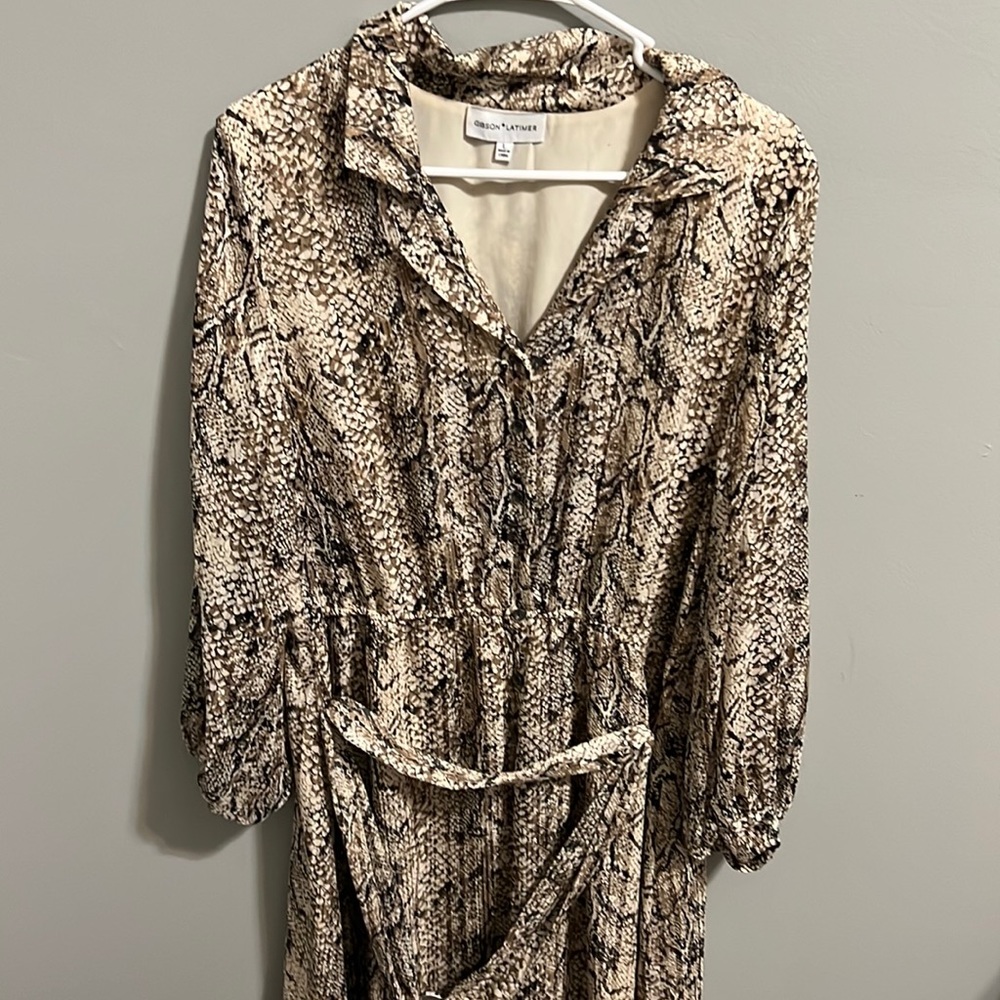 Gibson Latimer snake print midi dress